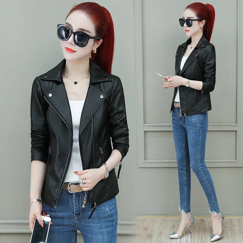 

Leather Coat Women's Spring And Autumn 2019 Autumn New Style Korean-style Casual PU Leather Jacket Short Slim Fit Fashion Jacket