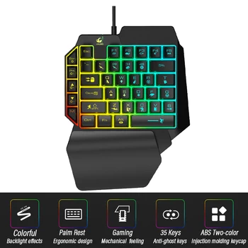 

Wired One handed Gaming Keyboard Mechanica Feeling English-Layout 35-Keys Backlit Anti-Ghosting Computer Laptop tablet Keyboard