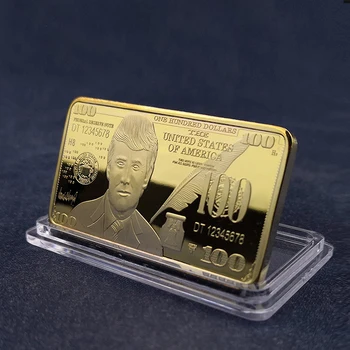 Trump 100 Dollar Gold Bar Replicas    Trump 100 US Dollar Gold Bar Collectible Replicas Coin Cryptocurrency Souvenir Gifts 1