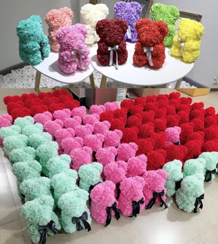 

Rose Bear Wedding Party Decoration Valentines Day Gift Rose Flower Artificial Girlfriend Kid Gift Love Bear Christmas Present