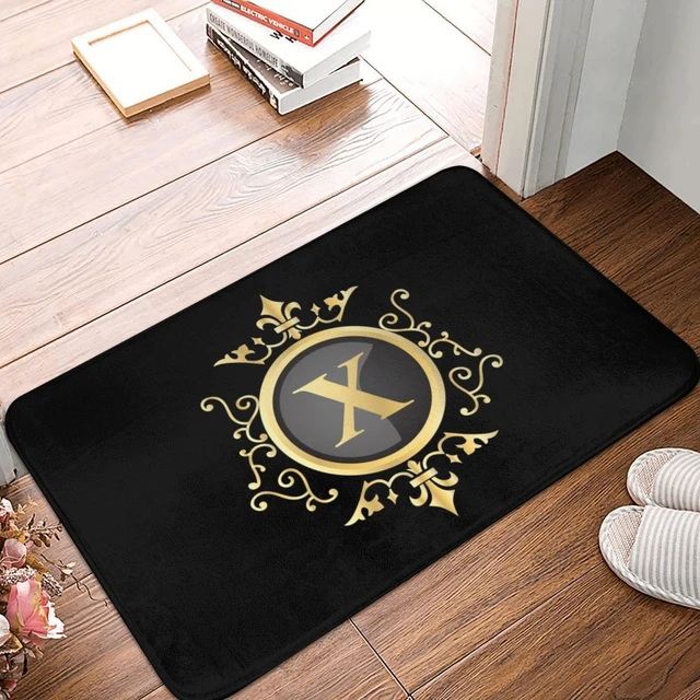 Letter X Monogram Luxury Gold Doormat Bathroom Welcome Soft