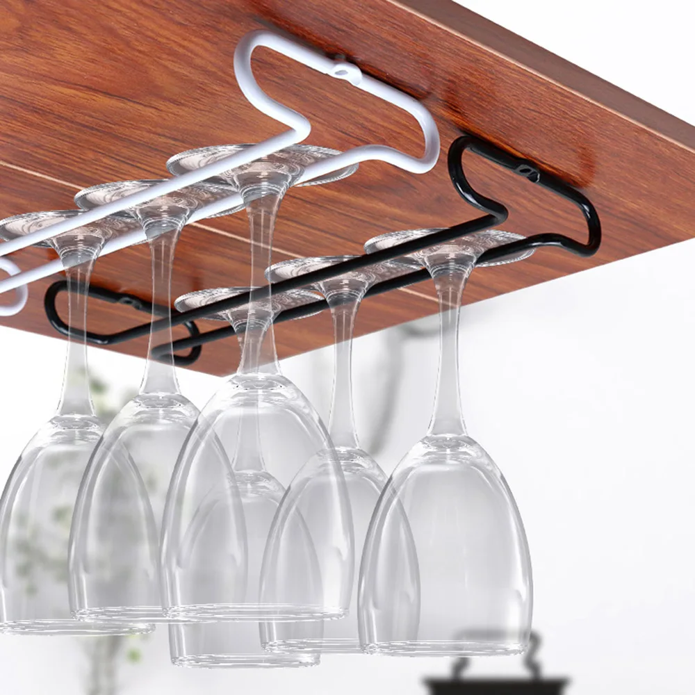 Under Cabinet Wine Glass Stemware Rack Holder Hanger for Kitchen Home Bar 