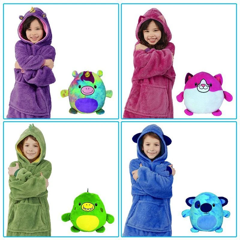 kids Pets Hoodie Blanket Children's Sweatshirt Shape Winter Fleece Pet Wearable 