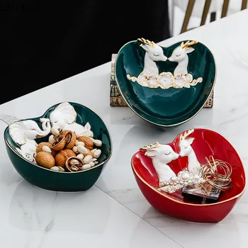 

Modern Animal Picture Ceramics Storage Trays Tea Candy Fruit Tray Cake Tray Decorative Jewelry Display Home Organizer