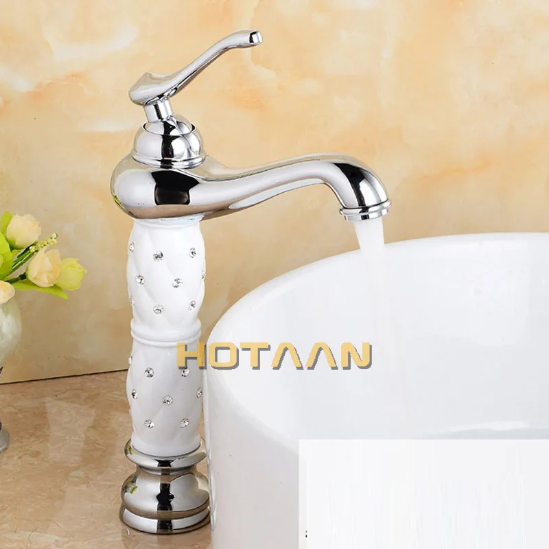 Hotaan Wastafel Kraan Water Kranen Messing Wastafel Kraan Massief Wit Koud En Warm Water Enkele Handgreep Water Sink Tap mixer