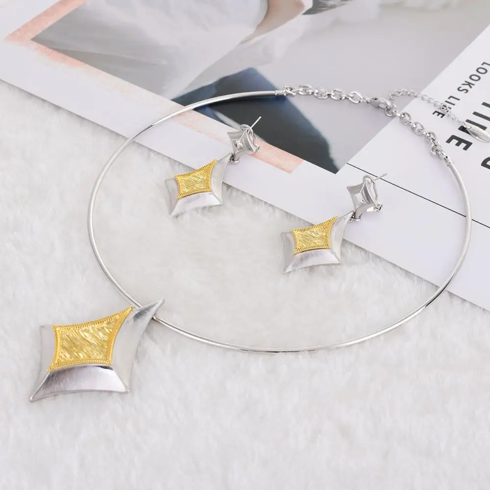 Viennois набор украшений для женщин геометрический дизайн ожерелье Висячие чокер серьги смешанные цвета серьги вечерние ювелирные изделия