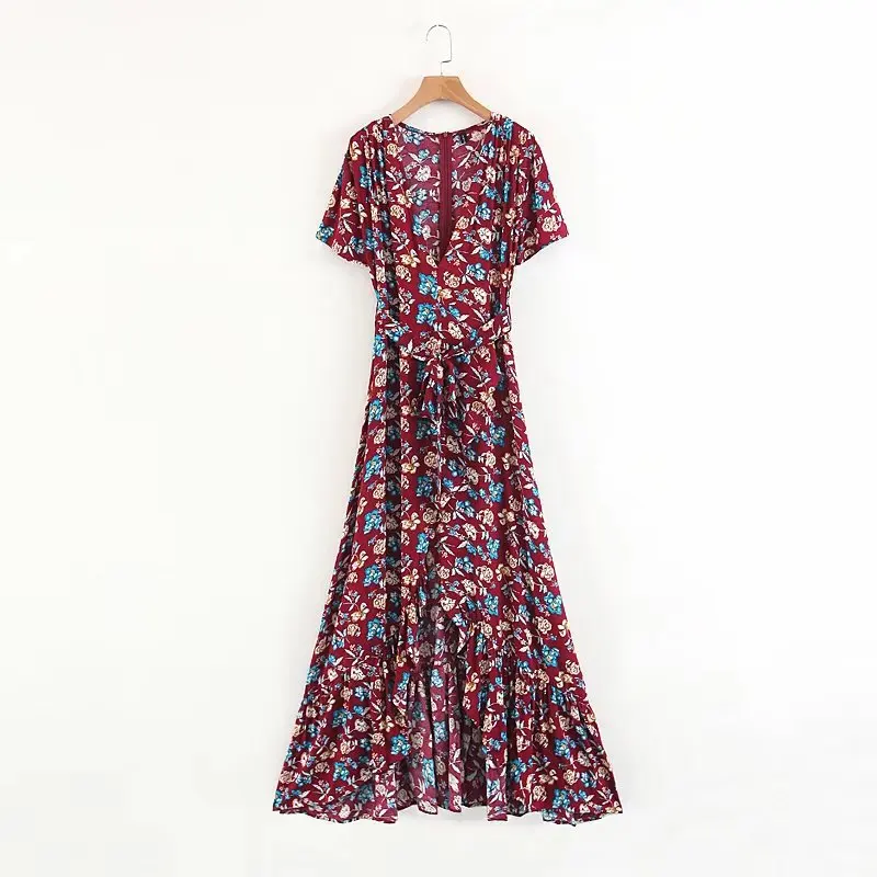 

2018 Western Style Early Spring WOMEN'S Dress New Style Flounced Front Short Long Back Dress