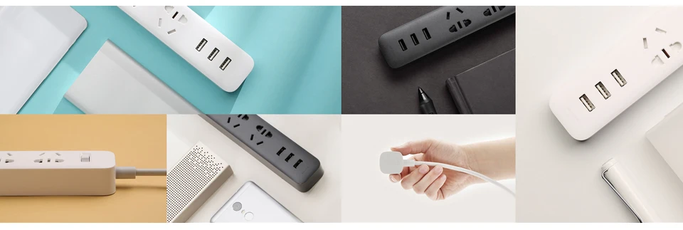 Original Xiaomi Mijia Smart Power Strip 3 2A Fast Charging USB Ports + 3 Sockets Xiaomi Xiaom MI Smart Home Black With Adapter (7) 