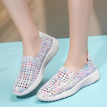 

Outdoor Running Shoes Mesh Woven Casual Shoes Plus Size 35-40 Summer Women Flat Shoes Women's Sneaker Alpargatas De Mujer