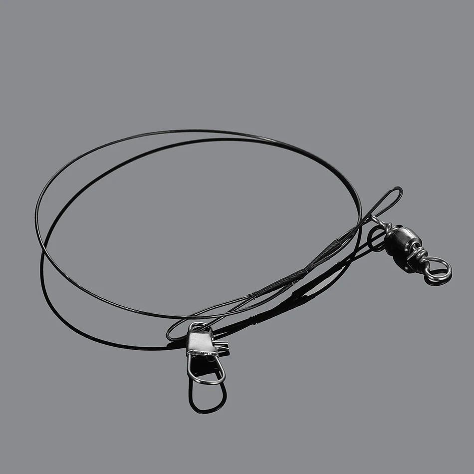 20PCS Anti Bite Steel Fishing Line Steel Wire Leader With Swivel Fishing Accessory Lead Core Leash Fishing Wire 15CM-40CM
