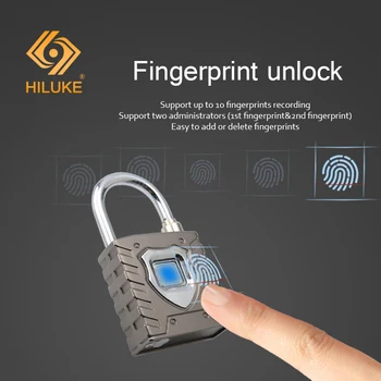 

HILUKE security keyless USB rechargeable bluetooth warehouse door lock fingerprint smart padlock quick unlock Zinc alloy metal s