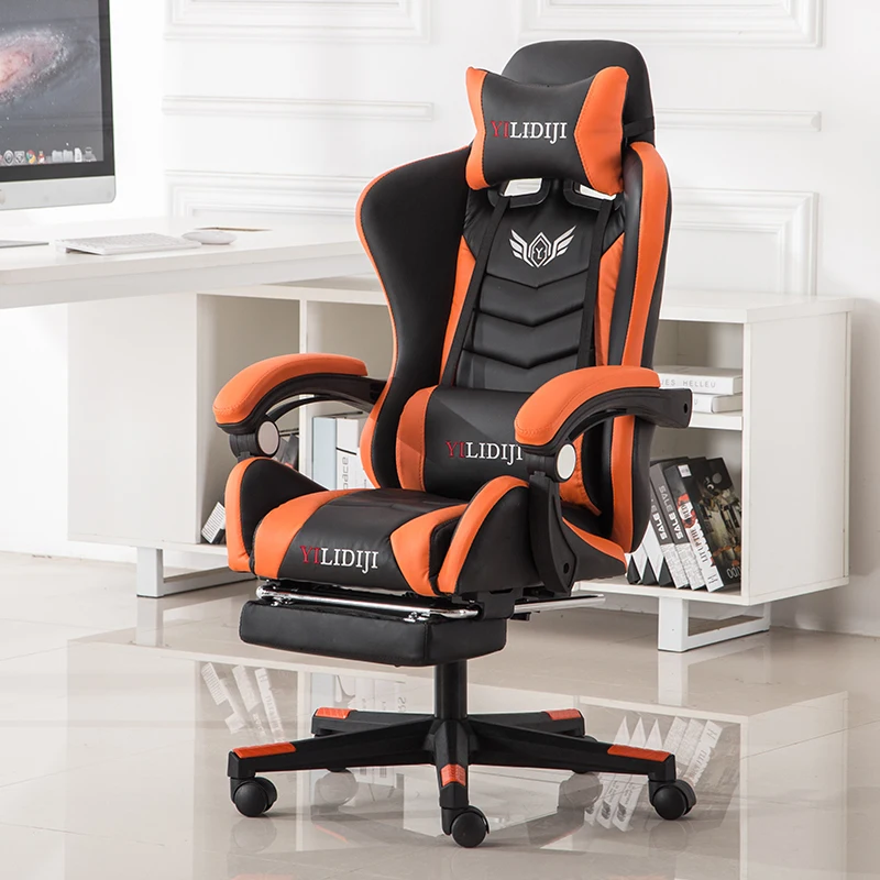 Компьютерный бытовой электрический Современный Лаконичный может лежать на работе в офисной игры главный подъемный стул RU - Цвет: Black orange  pin