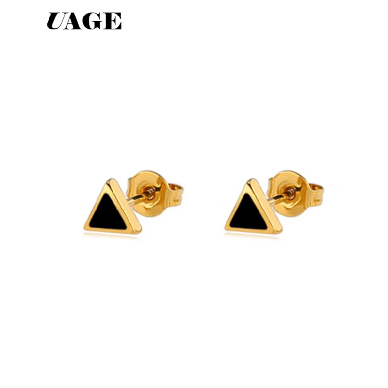 

UAGE New arrived Triangle Geometric Black color Enamel Punk Drop Earrings Bijoux Gorgeous Gold Color de festa