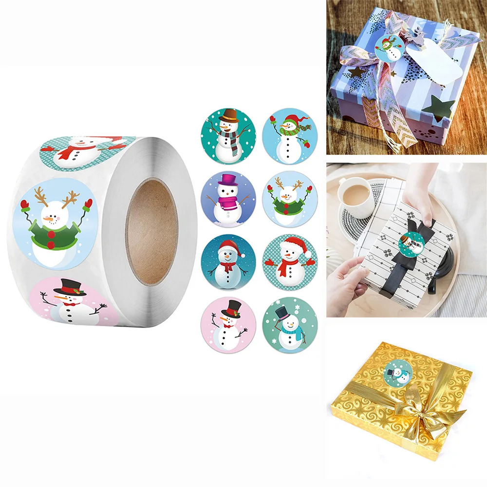 

Snowman Stickers Christmas Gift Decoration Sticker Packaging Stationery Sticker Happy Holidays Decoration Seal Label