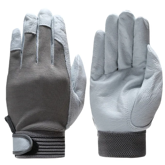Gray QIANGLEAF 3 шт Горячая D Класс кожаные перчатки рабочие износостойкие безопасные рабочие перчатки мужские перчатки 508 - Цвет: Gray