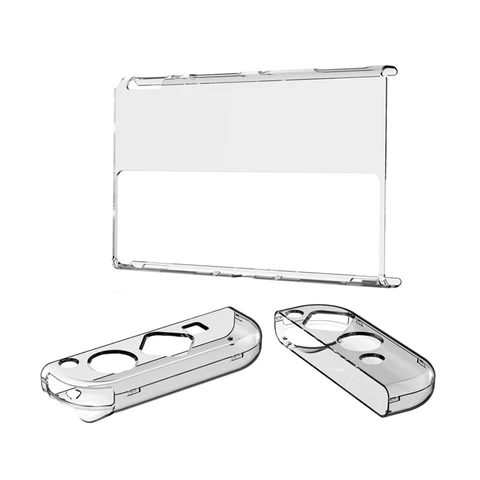 Nintendo Switch OLED Console Crystal Clear Shell 3 in 1 Left/Right Handle Host PC Hard Transparent Protective Case Cover