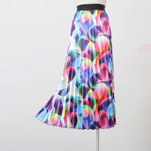 Плиссированная юбка ; сезон осень-зима; стиль ретро; с эластичной талией красочных пузырь печати длинный отрезок Платье с принтом из слов