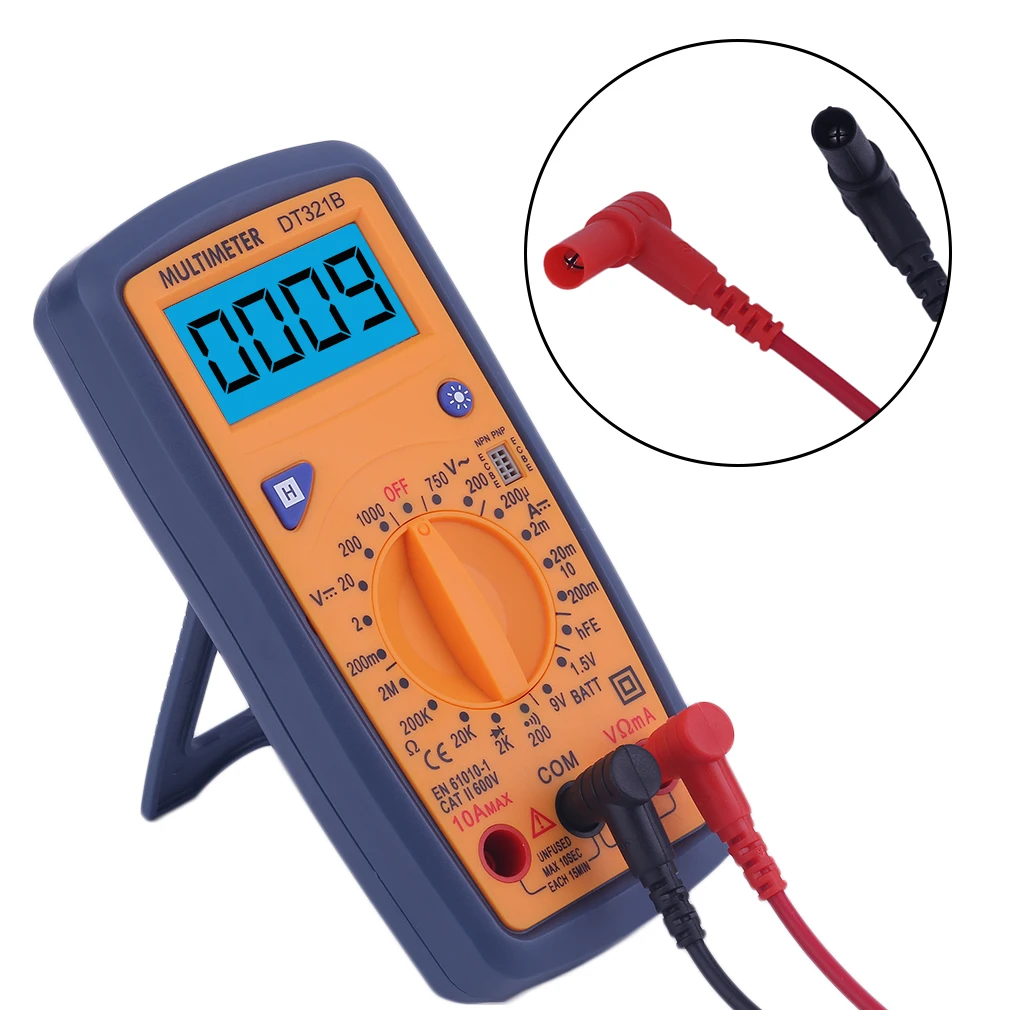 DT321B Цифровой мультиметр портативный мультиметр AC/DC измеритель напряжения Синяя подсветка поддержка тестирования батареи Лидер продаж