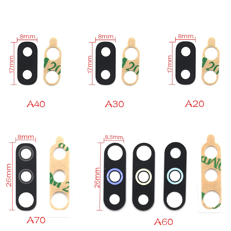 

10pcs For Samsung Galaxy A10 A20 A30 A40 A50 A60 A70 Rear Back Camera Lens Main Glass Cover Replacement Parts with Sticker