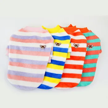 

S-2XL Flannel Stripe Dog Clothes Cute Cartoon Printed Puppy Clothes Soft Winter Warm Thick Vest Pet Clothes Dogs Clothing Hot