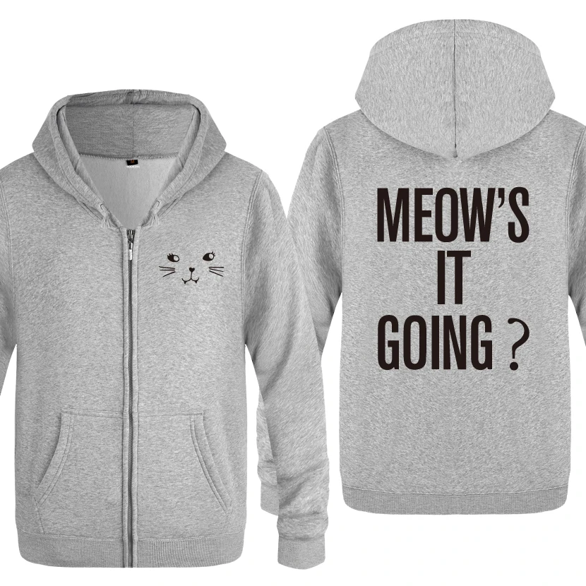 MEOW's IT GOING свитшоты с буквенным принтом Мужские мужские флисовые толстовки с капюшоном на молнии кардиганы - Цвет: HUIY HET