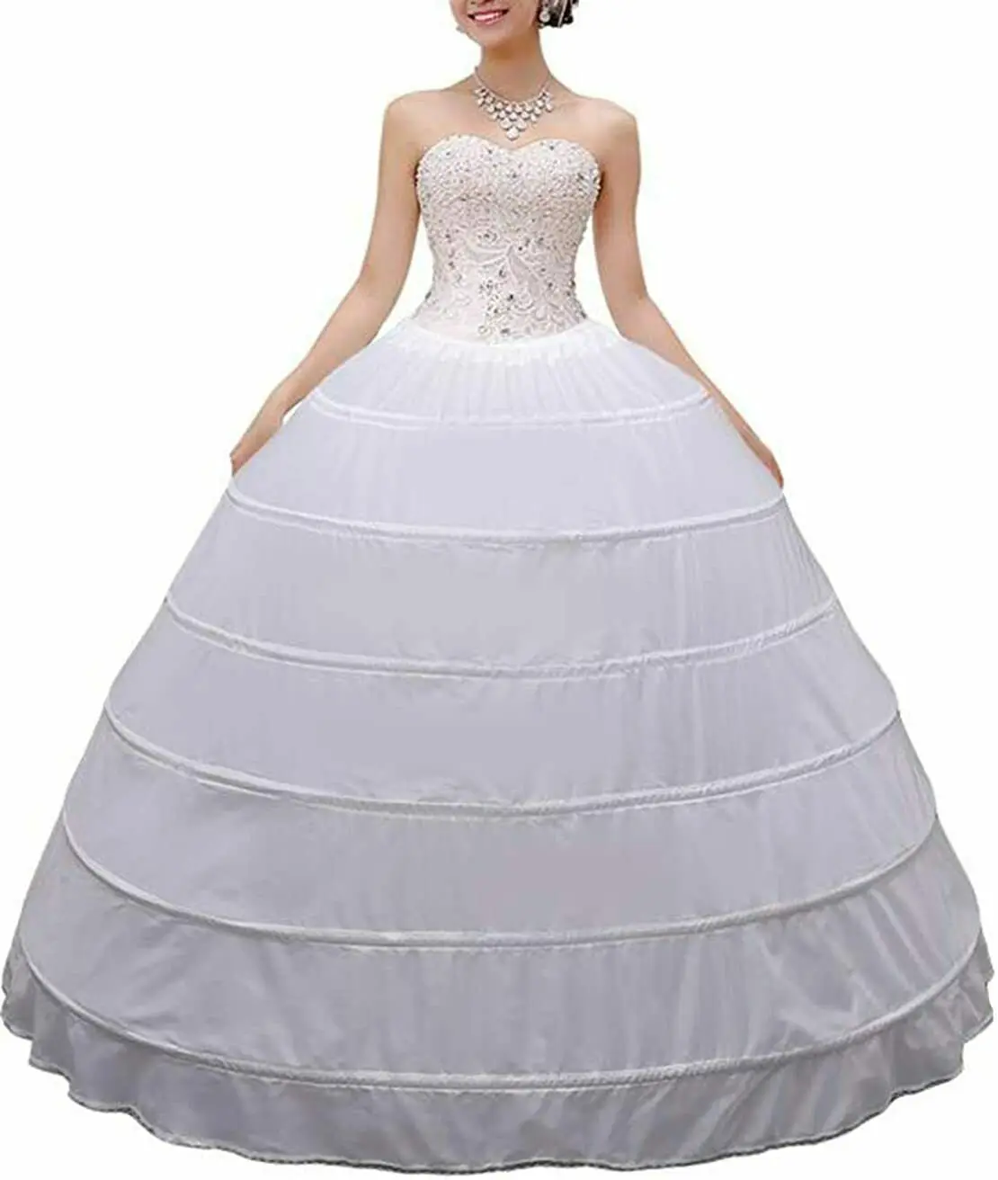 

Latest Looking of New Arrival WHITE 6-HOOPS BRIDAL PETTICOAT WEDDING UNDERSKIRT