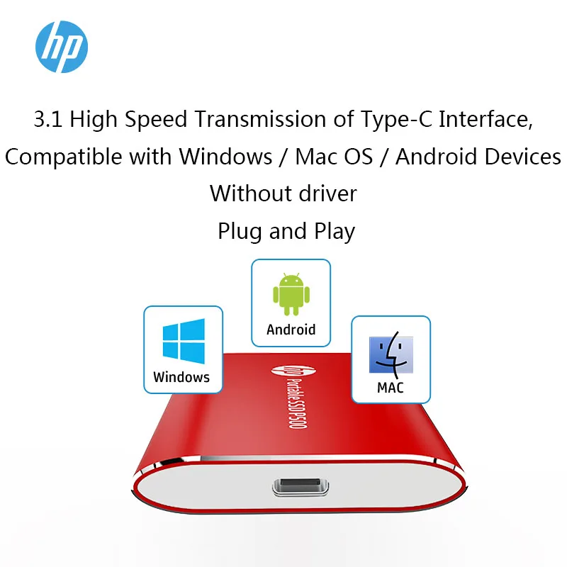 Hp P500 внешний SSD 120 ГБ 250 ГБ 500 ГБ SSD с type C USB 3,1 Портативный твердотельный накопитель для ноутбука ПК SSD Внешний жесткий диск