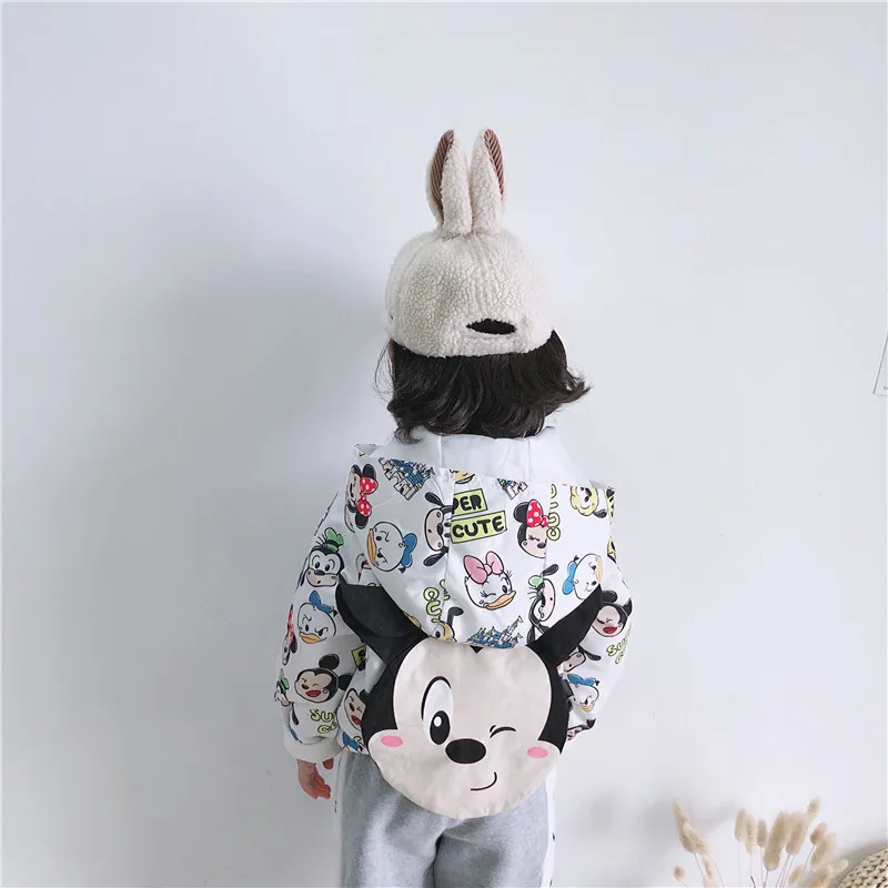С персонажами из мультфильмов для мальчиков и девочек Рисунок Микки и Минни, куртки и пальто, одежда для улицы, Детские Модные Демисезонный с капюшоном теплая верхняя одежда детская куртка