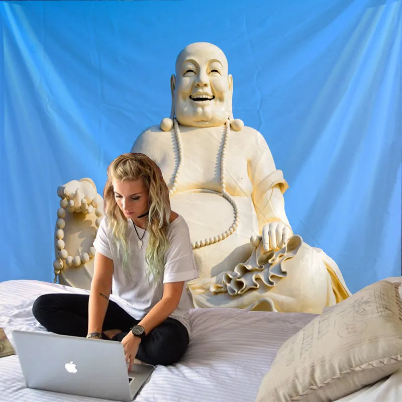 Трехмерная статуя Будды Искусство Мандала Печатный полиэстер гобелен настенный для украшения дома гостиной спальни офиса
