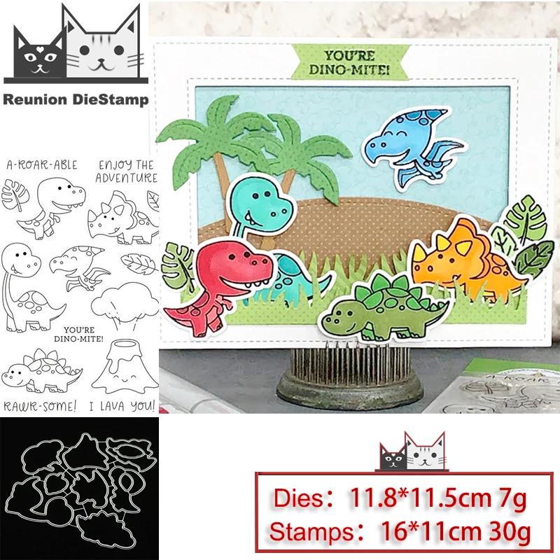 

Reunion Dinosaur Family Metal Cutting Dies and Stamps Stencil for DIY Scrapbooking Photo Album Embossing Decorative Craft Die