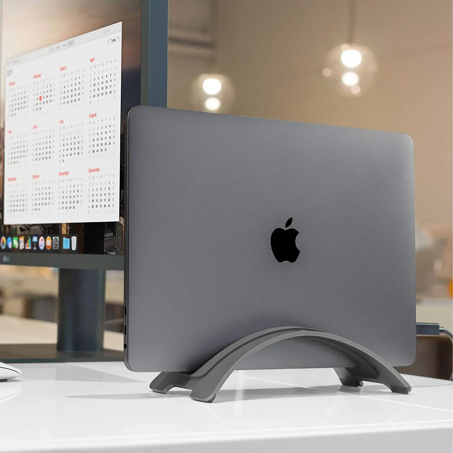 compatibile con iPad Pro/MacBook Air/Pro/Surface Pro Dual-Silber salvaspazio verticale e regolabile Supporto verticale per laptop in lega di alluminio 