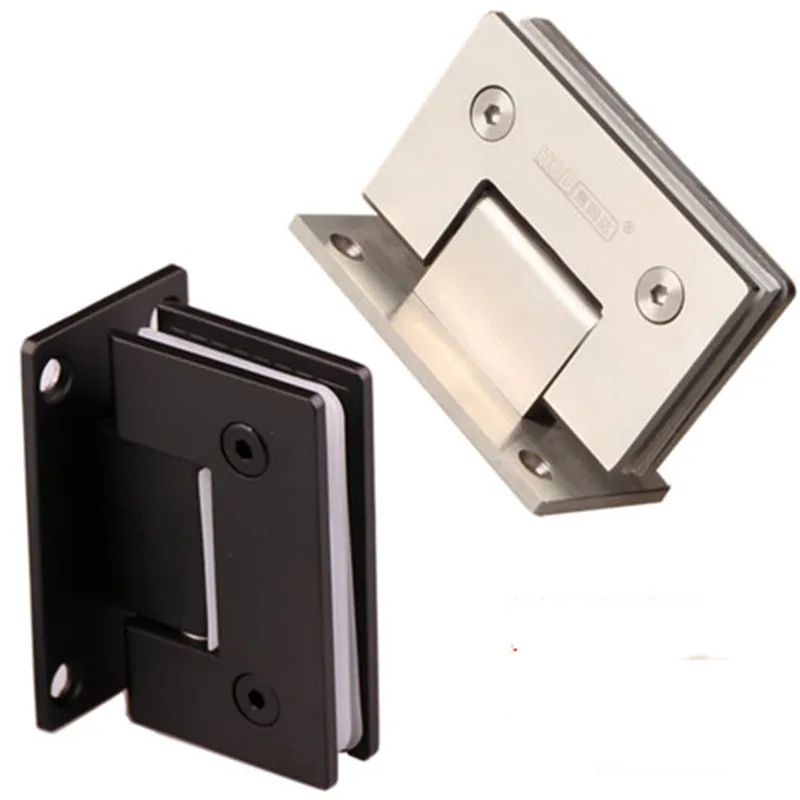 Matte Black Stainless Steel Bathroom Glass Clip Door Hinge 90 Degree New AB Style for Home Improvement