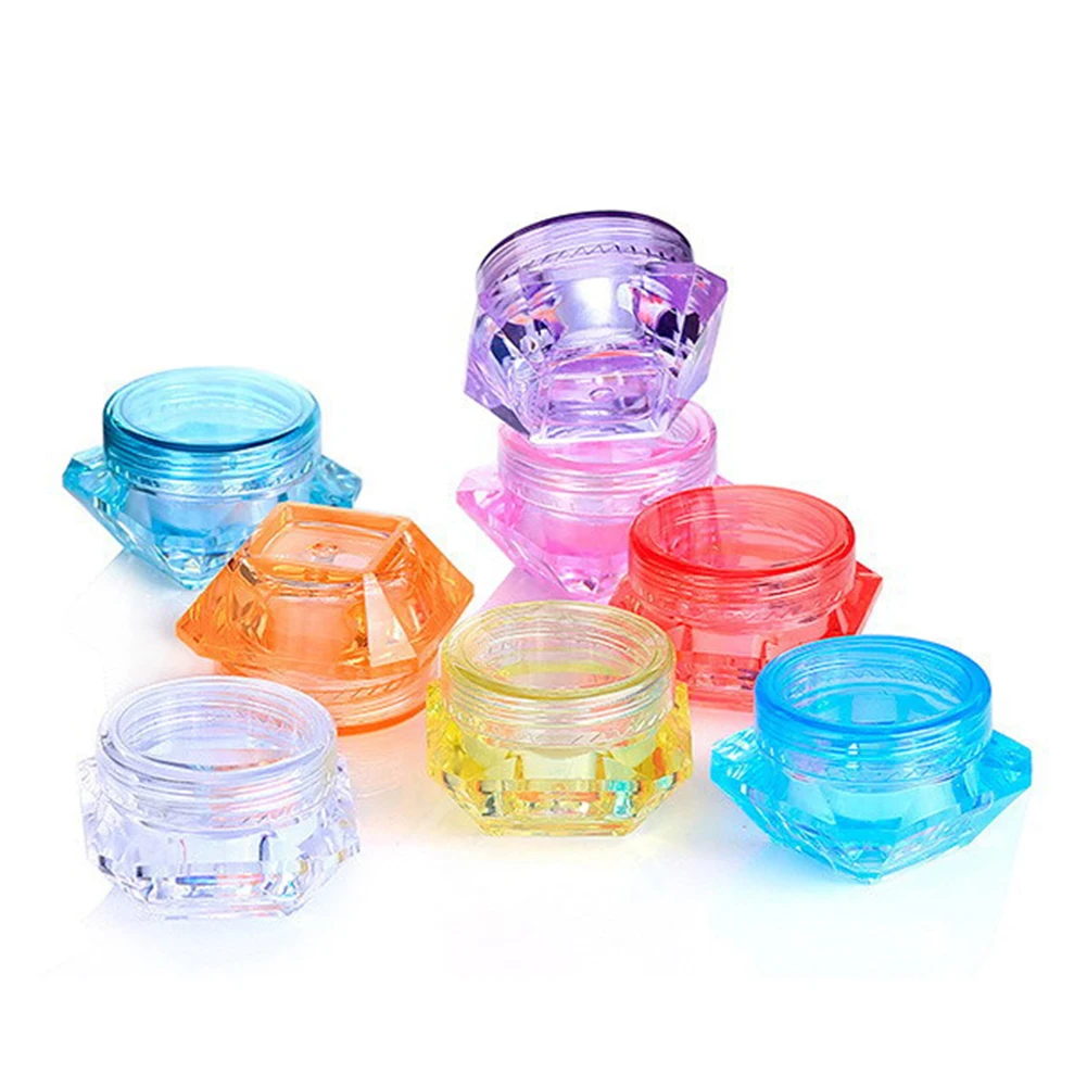 

10PCS/Set 3g 5g Plastic Refillable Container Diamond Jar Face Clear Cream Cosmetic Empty Travel Bottles 8 Color Can Tin For Balm