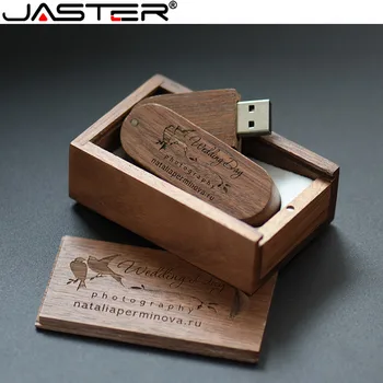 

JASTER Creative Wooden rotating USB flash drive+push-pull box 2.0 4GB 8GB 16GB 32GB 64GB 128GB External storage usb flash drive
