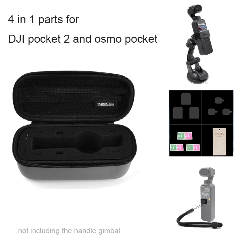 

Waterproof storage Nylo bag for DJI OSMO pocket 2+Camera screen protector+Lanyard Buckle+Suction cup fixing bracket for pocket 2