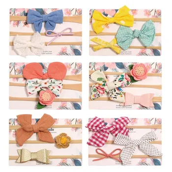 

3pcs Cute Bow Baby Headband Girl Nylon Head Bands Turban Headbands Hairband Kids Baby Hair Accessories Newborn Photography Props