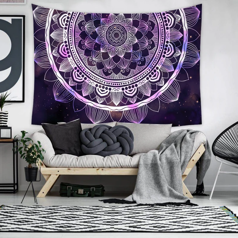 

60*60 Printed Tapestry In Tapestry Hanging Cloth Mandala Ethnic Print Background Cloth Beach Towel Home Textile/