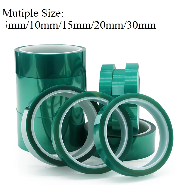 3 5 10 15 20 30 40 50mm Green PET Film Tape High Temperature Heat Resistant PCB Solder SMT Plating Shield Insulation Protection