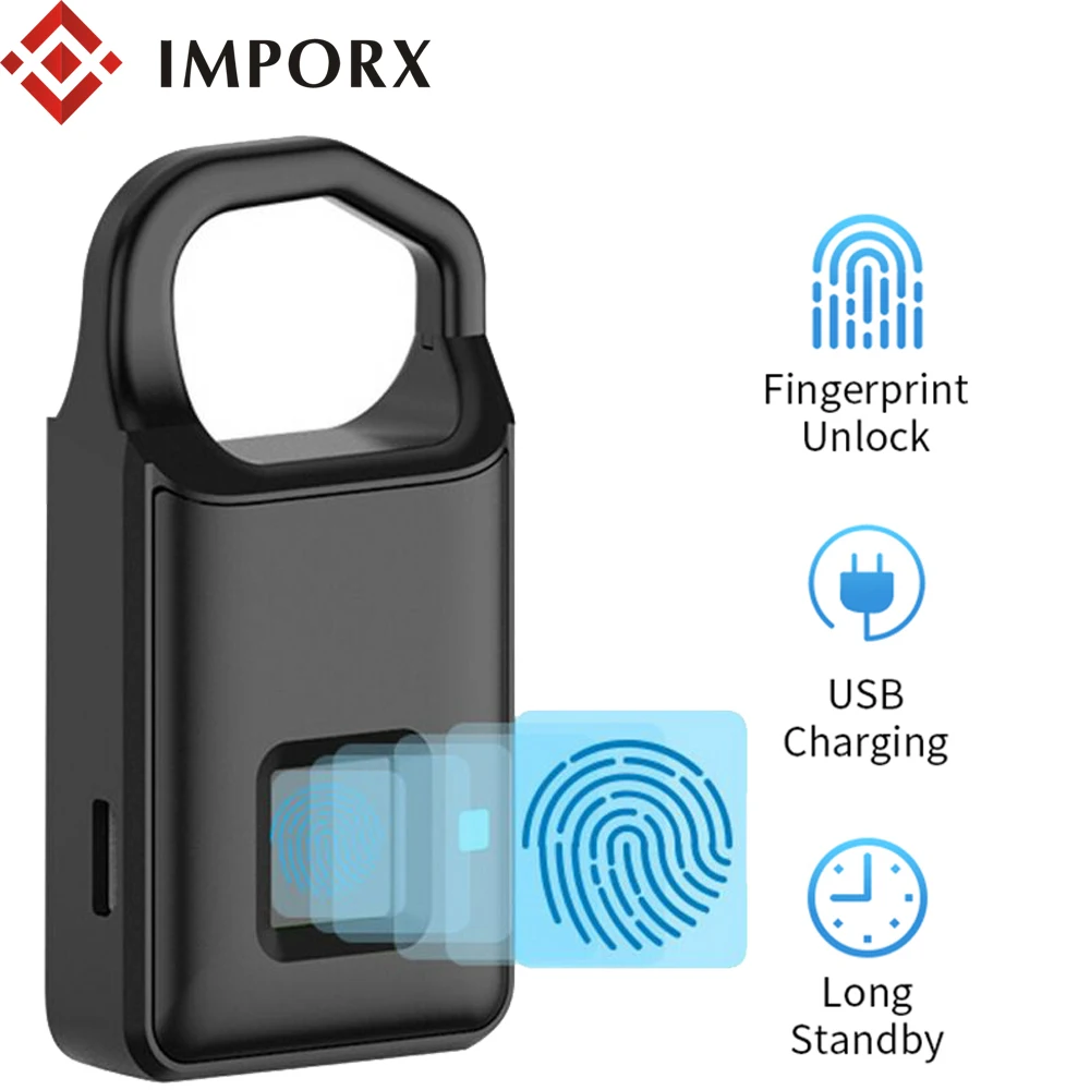 

IMPORX Fingerprint Lock Inteligent Lock Home Luggage Locker Outdoor Waterproof Anti-Theft Security Keyless Electronic Padlock