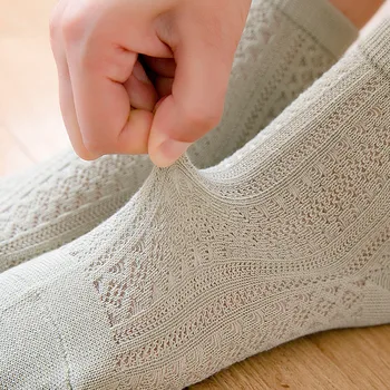 

10pairs/lot Summer Women Hollow Out Fishnet Socks Ladies Solid Slippers Short Boat Socks Soft Breathable Cotton Low Invisible