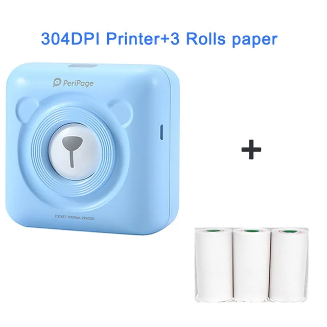Blue 3 papers Peripage 304 точек/дюйм HD мини Карманный фотопринтер Bluetooth мобильный телефон беспроводной штрих-код POS принтер для Android iOS 58 мм термальный - Цвет: Blue 3 papers