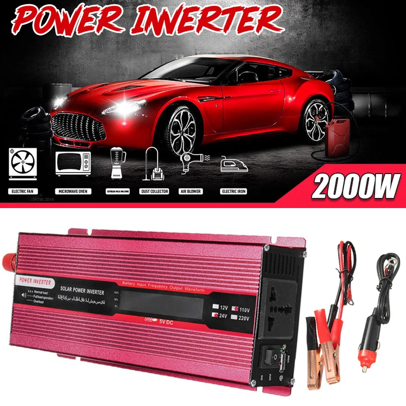 Vehemo Модифицированная синусоида DC12V к AC220V авто Инвертор солнечной энергии инвертор алюминиевый сплав портативный адаптер зарядное устройство