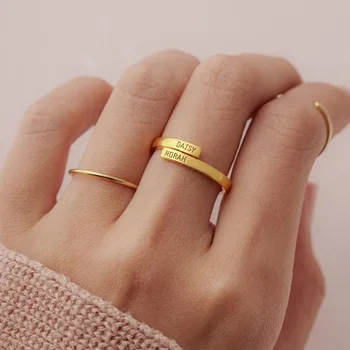 

Fashionable Simple Private Custom Name Opening Gold-plated Ring Couple Jewelry