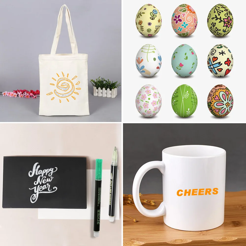 12 Color Double Line Outline Art Pen Marker Pen DIY Graffiti Outline Marker Pen Highlighter Scrapbook Bullet Diary Poster Card