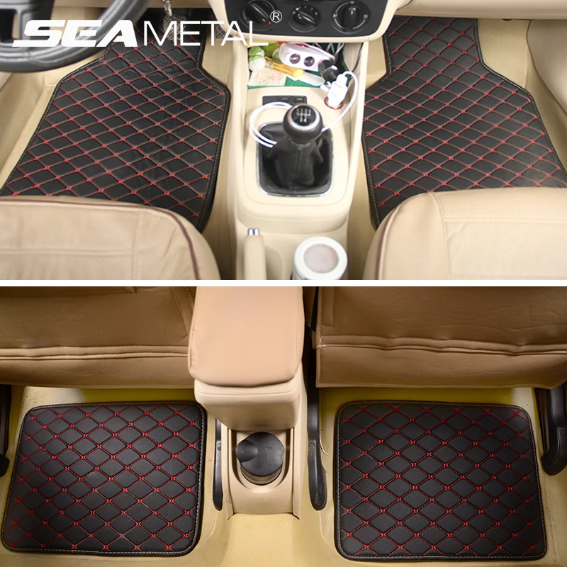 Car Floor Mats PU Leather Universal Automobiles Foot Carpet Mat