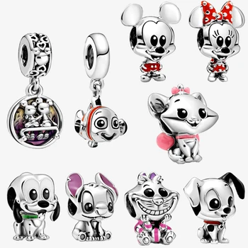 

2020 Brand New S925 Sterling Silver Beads Dalmatians Mouse Pluto Cheshire Cat Charms fit Original Pandora Bracelets Jewelry