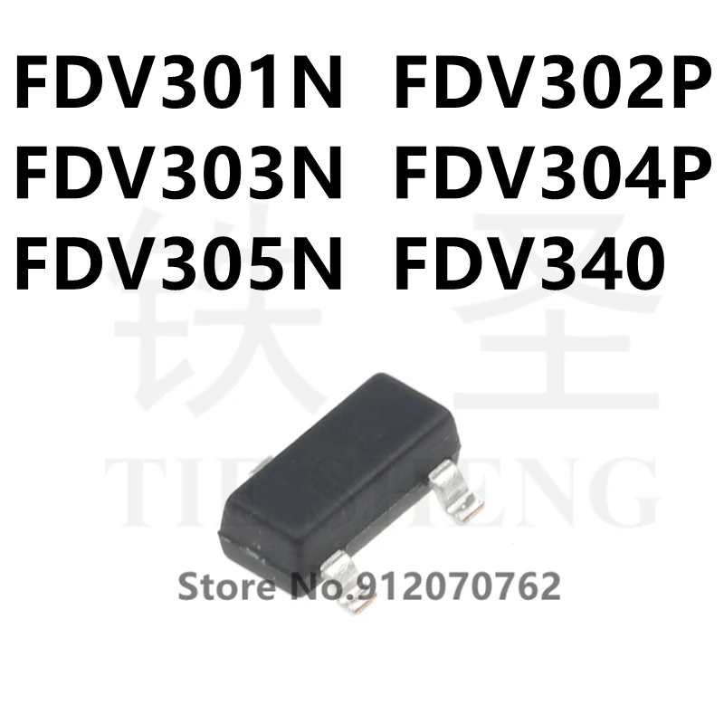 100 шт. FDV301N FDV302P FDV303N FDV304P FDV305N FDV340P SOT-23 | Электронные компоненты и принадлежности