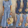 Women Summer Autumn Denim Long Dresses Retro Button Pockets Jeans Maxi Dress Ladies Casual Vestidos ► Photo 1/4