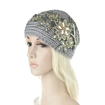 

Gold flower with diamonds hairband hijab scarf warm Acrylic shawl ladies foulard femme headband hair scarf bufanda mujer shawl