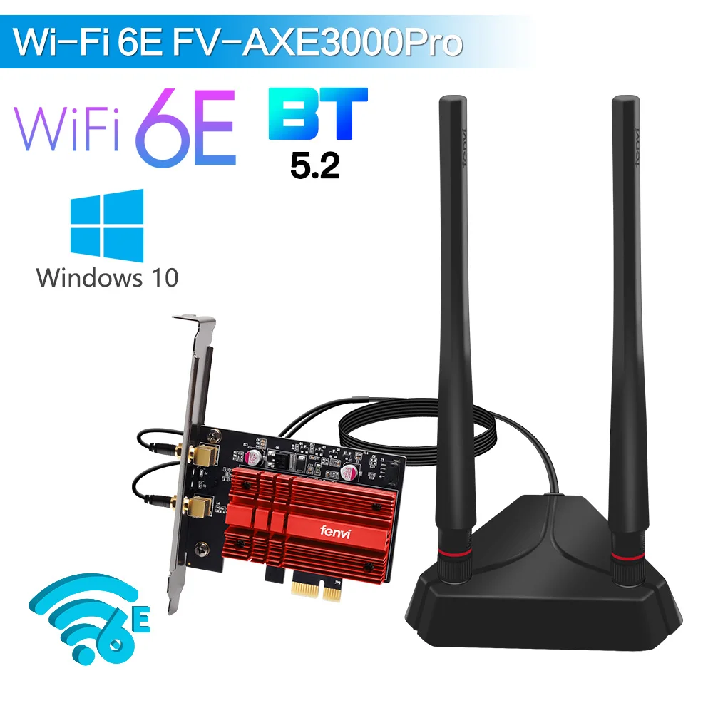 network interface card fenvi 5374Mbps Intel AX210 PCIe Wifi 6E Wireless Adapter Tri Bands Bluetooth 5.2 Wlan Card AX210NGW/AX200NGW MU-MIMO Windows 10 network card Network Cards